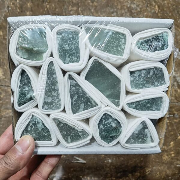 green aventurine raw crystal set