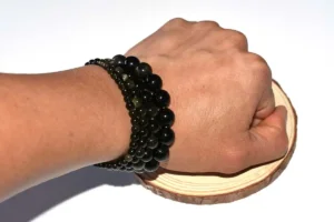 Gold Obsidian Bracelet On Hand