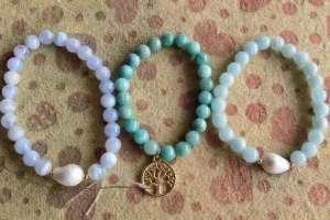 Aquamarine Stone Bracelet With 925 Silver Charm