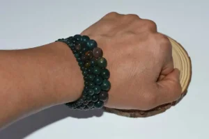 Chicken Blood Stone Bracelet On Wrist
