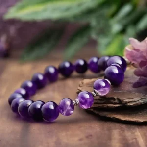 Amethyst Stone Bracelet On Desk