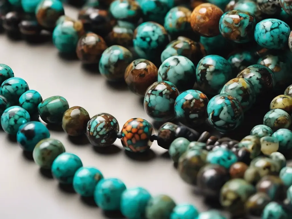 Strand arrangement that visually captures African turquoise meaning and texture