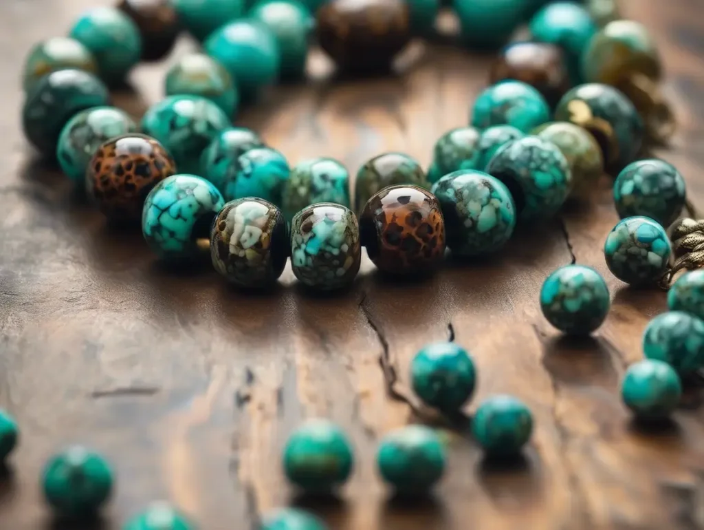 African turquoise meaning expressed in raw gemstone bead patterns