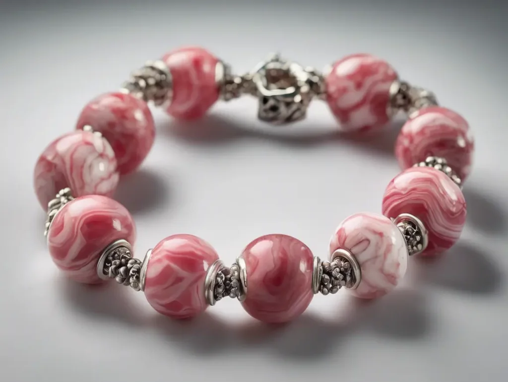 Rhodonite vs rhodochrosite bracelets with silver spacer beads