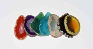 Colorful Agate Slice Collection in Red, Orange, Purple, Green, Blue, Black, and Natural Colors