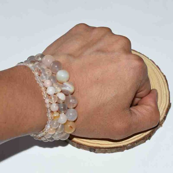 Set of Cherry Blossom Agate Bracelets in 4mm to 10mm