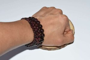 4-10mm Red Garnet Bracelet On Wrist