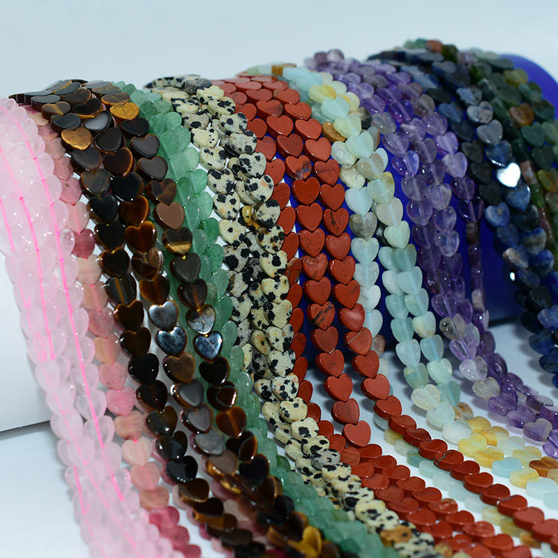 Various 6*6mm heart shaped bead in assorted natural stone colors for jewelry making