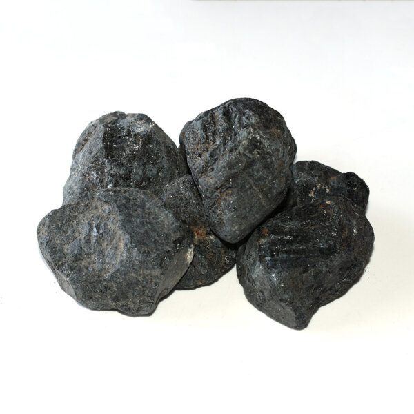 Raw Black Tourmaline stones on white background
