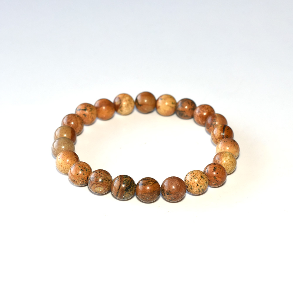 Picture Jasper Bracelet on white background – unique desert pattern stone beads