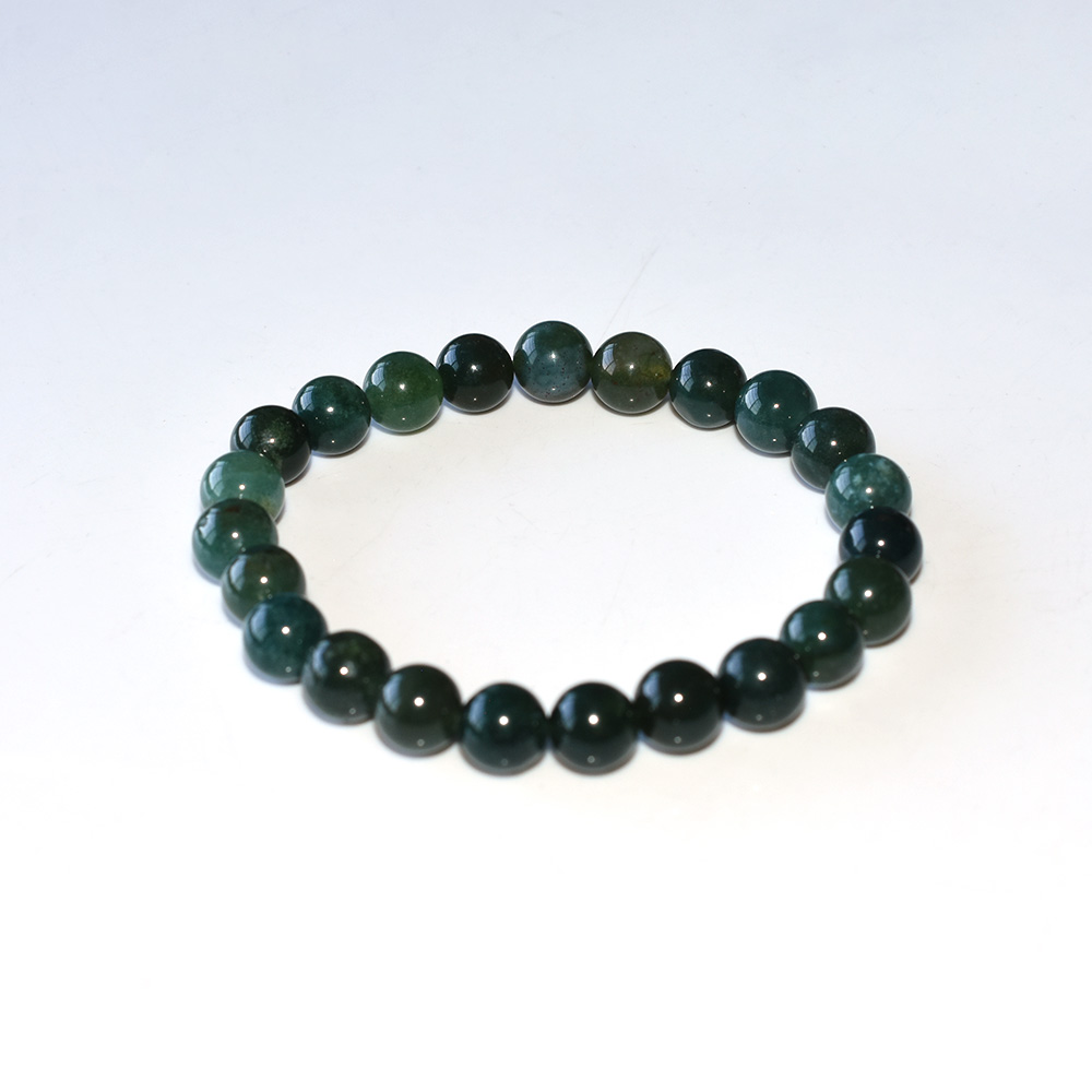 Single strand Moss Agate Bracelet – minimal natural gemstone
