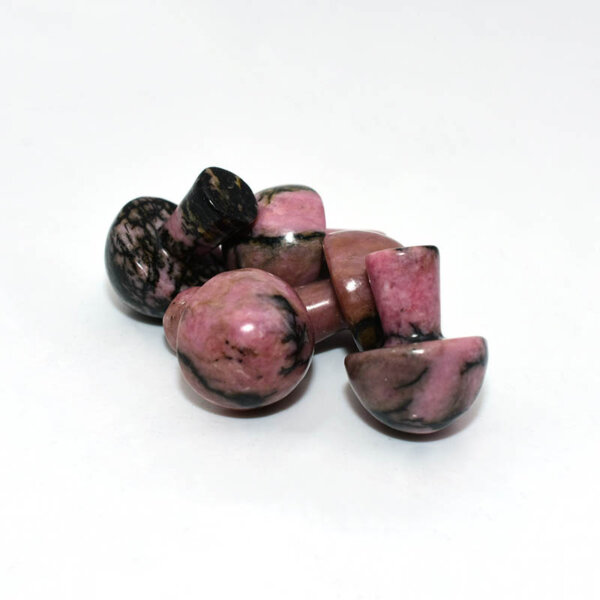 black line rhodonite crystal mushroom