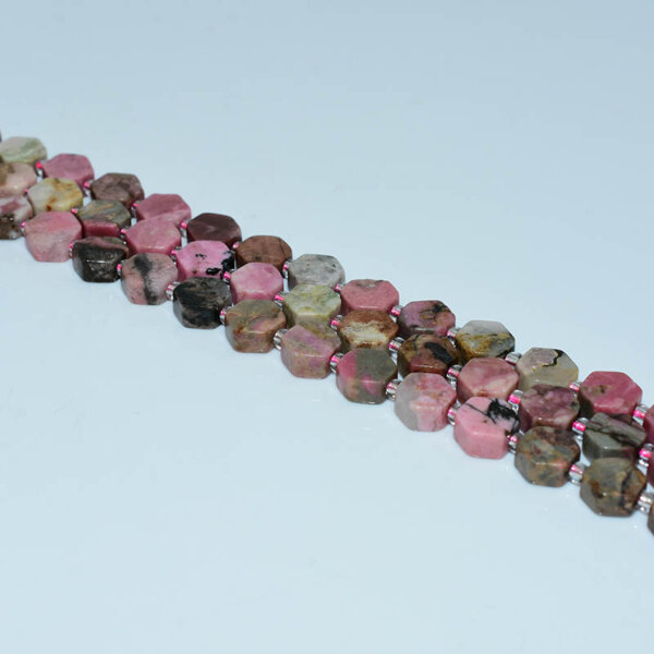 black line rhodonite hexagon beads