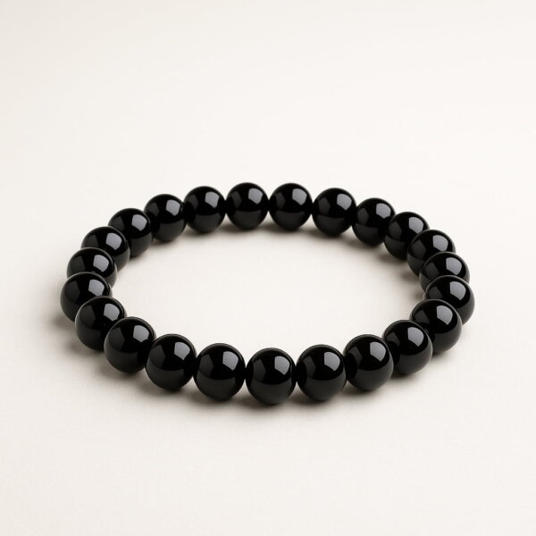Black Spinel Bracelet displayed flat on white background