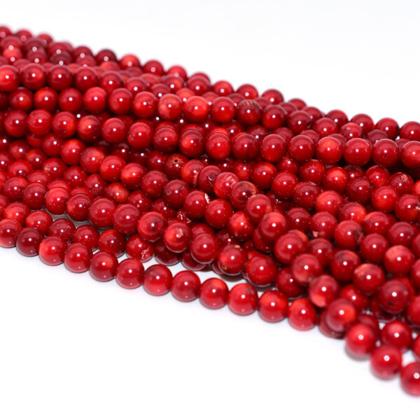 Shiny red coral beads suitable for DIY jewelry design