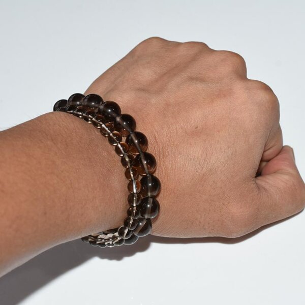 Smoky Quartz Bracelet worn on wrist for grounding and energy protection
