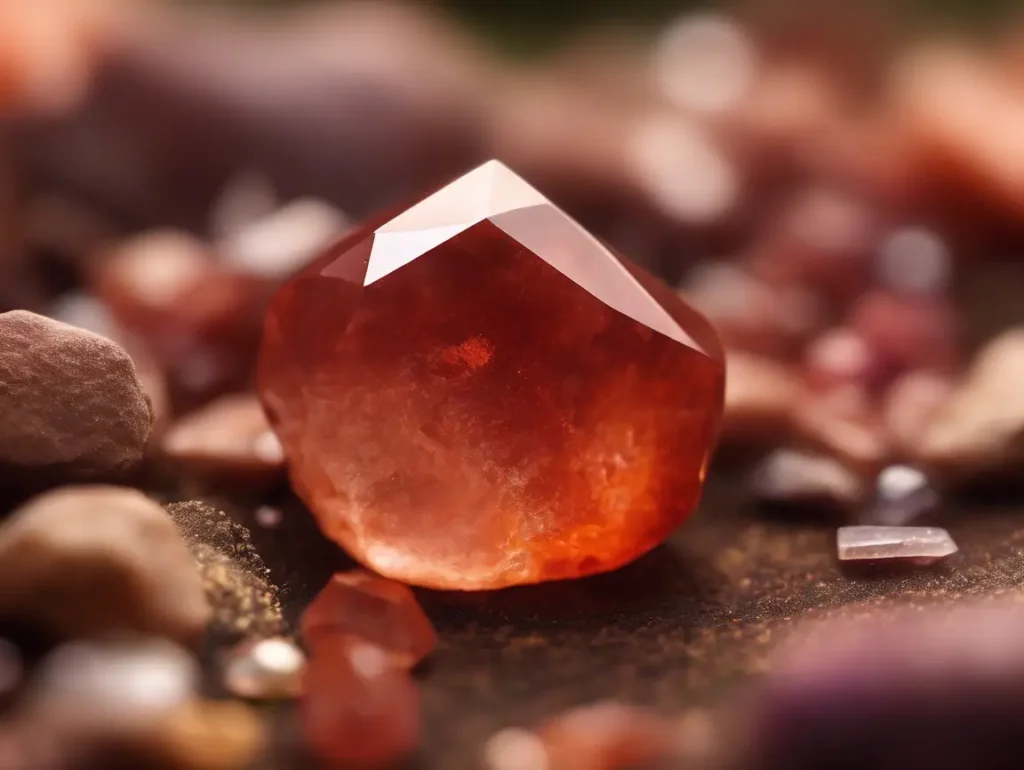 Polished red aventurine crystal on natural rock, visually representing red aventurine meaning in healing and grounding
