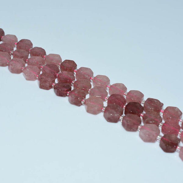 strawberry quartz hexagon beads