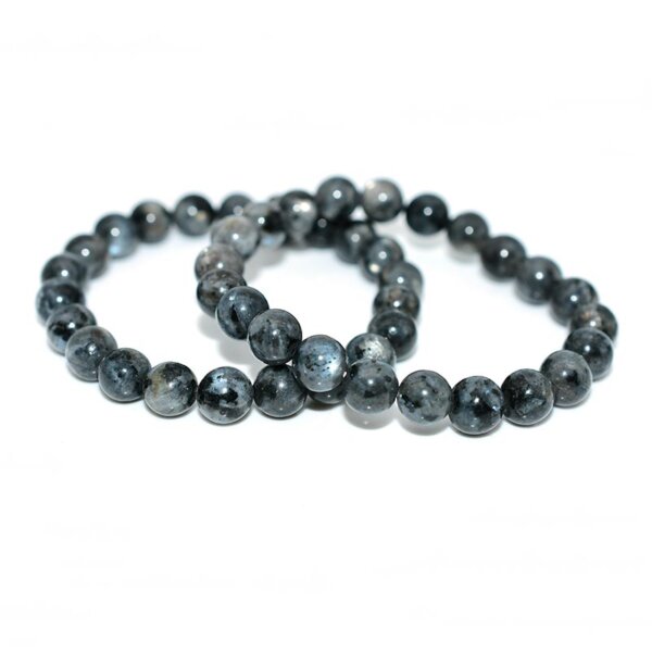 Pair of Larvikite Bracelets made with round polished beads