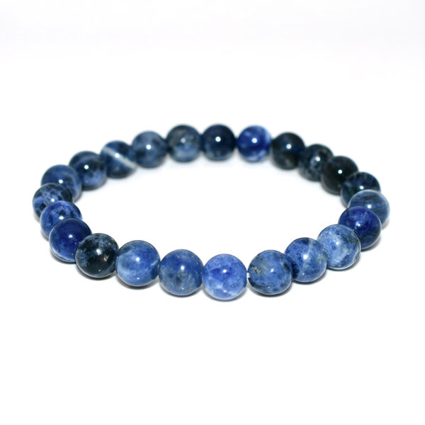 Blue Sodalite Beaded Bracelet with alternating tones of dark and light blue