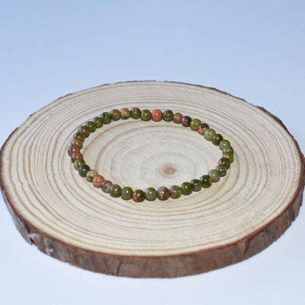 4mm Unakite Bracelet in minimalistic single loop layout, ideal for layering or subtle wear.