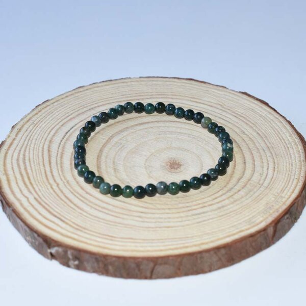 Thin Moss Agate Bracelet made of natural small green stone beads