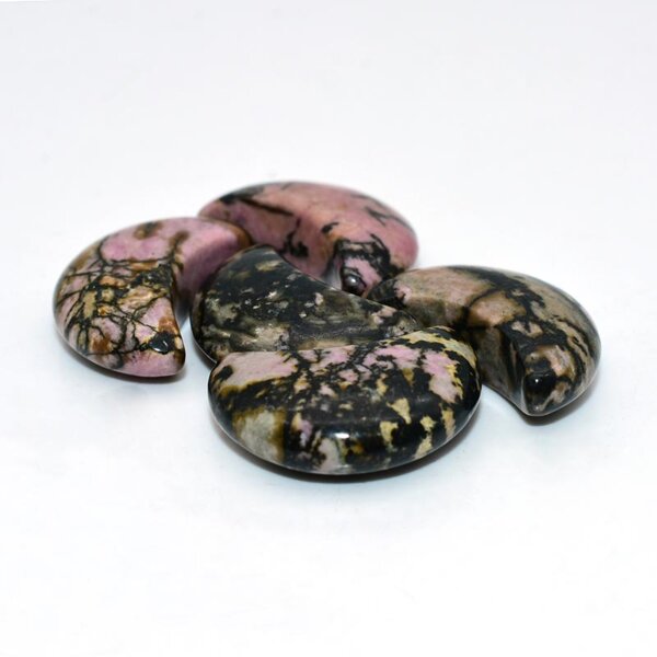 Black Line Rhodonite Moon Crystals – Pink and Black Healing Stones