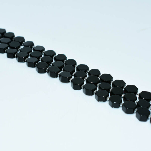 black obsidian hexagon beads