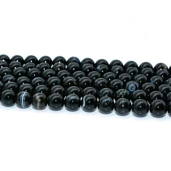 black agate beads arranged neatly