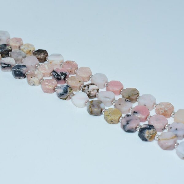 pink opal hexagon beads