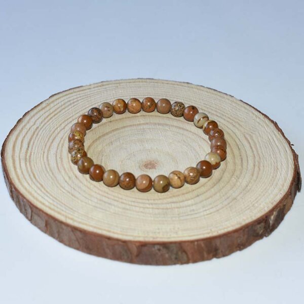 Fine Picture Jasper Bracelet with small polished brown stone beads