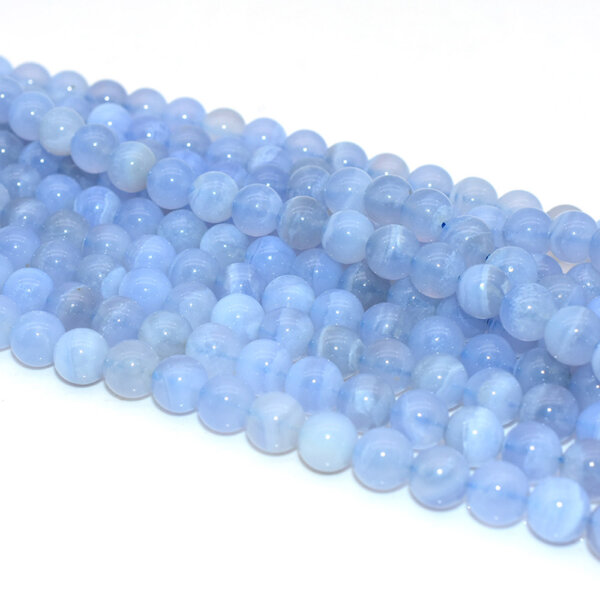 Polished Blue Lace Agate Beads reflecting light, 10mm round size, for jewelry making