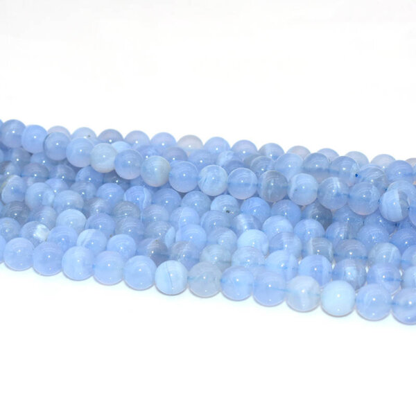 Dark-toned Blue Lace Agate Beads showing natural lace pattern variations