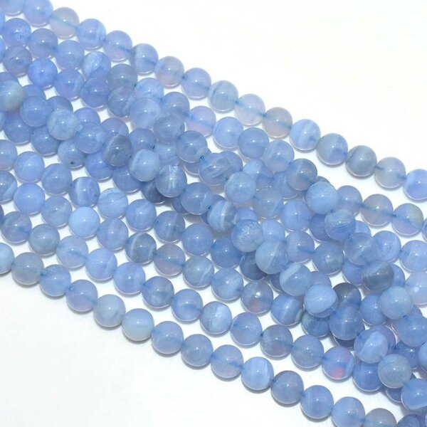 Blue Lace Agate gemstone bead strands, natural round shape in 8mm size
