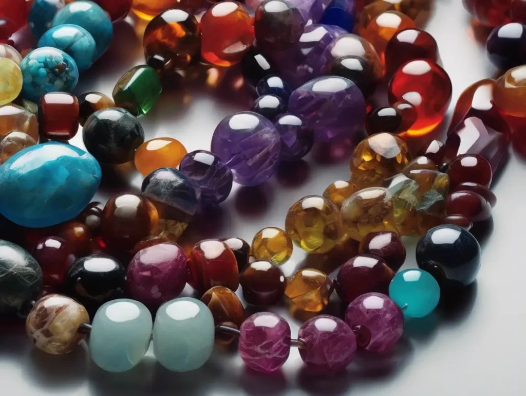 A vibrant strand of mixed gemstone chip beads used in creative jewelry making designs.