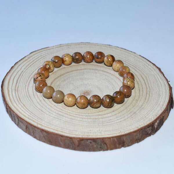 Natural Picture Jasper Bracelet with medium-size round beads