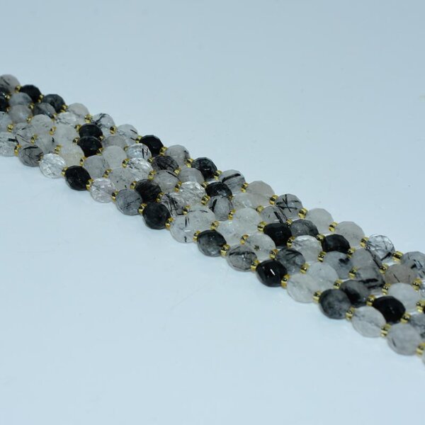 black hair quartz rice beads