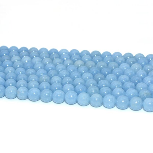 Rows of Angelite Beads neatly arranged for jewelry making