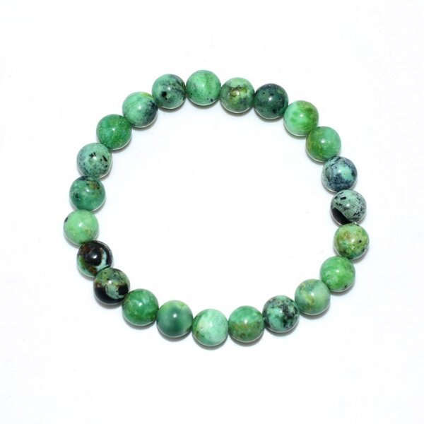 Round Variscite Bracelet – natural green gemstone for heart chakra