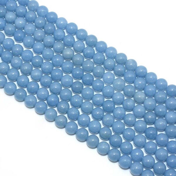 Diagonal close-up of Angelite Beads showing smooth polished finish