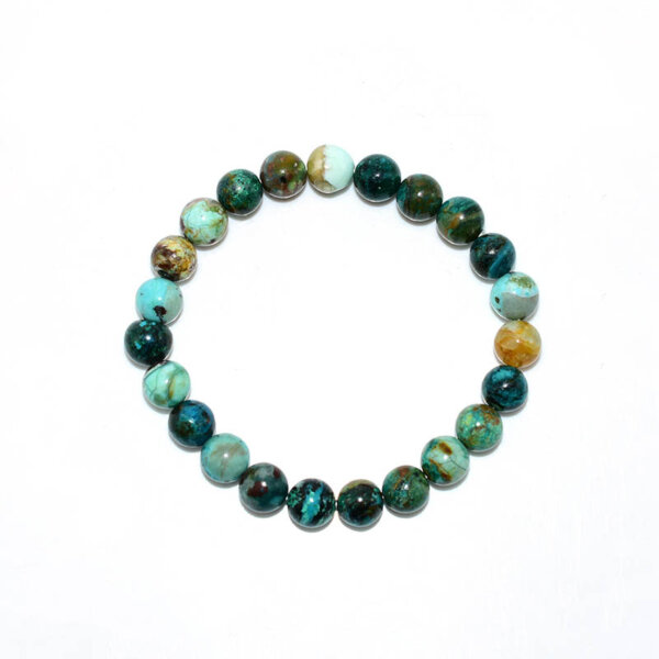 Flat-lay image of a Chrysocolla Bracelet in circular arrangement