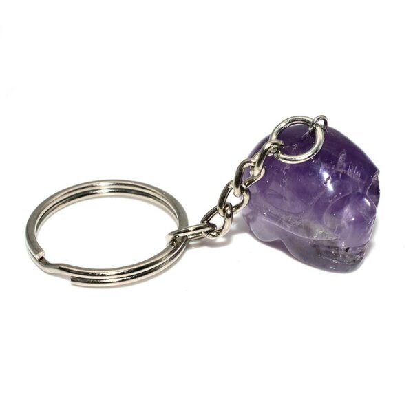 Amethyst Crystal Skull Keychain