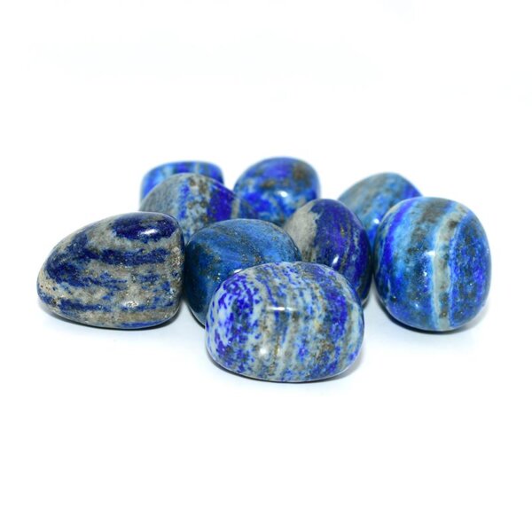 Natural Lapis Lazuli Tumbled stones with visible white calcite and pyrite flecks