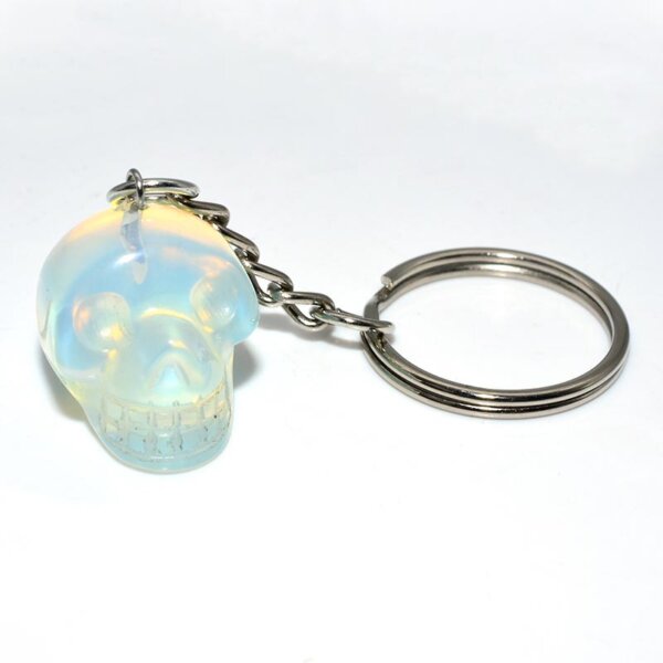 Opalite Crystal Skull Keychain