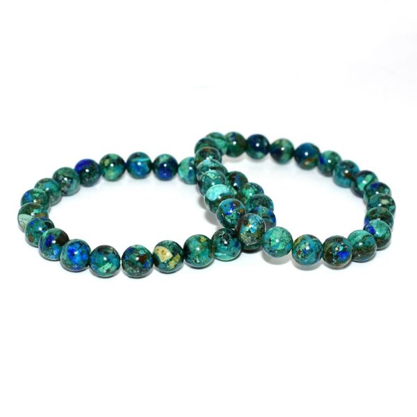Two Azurite Bracelets laid flat, showcasing rich mineral textures