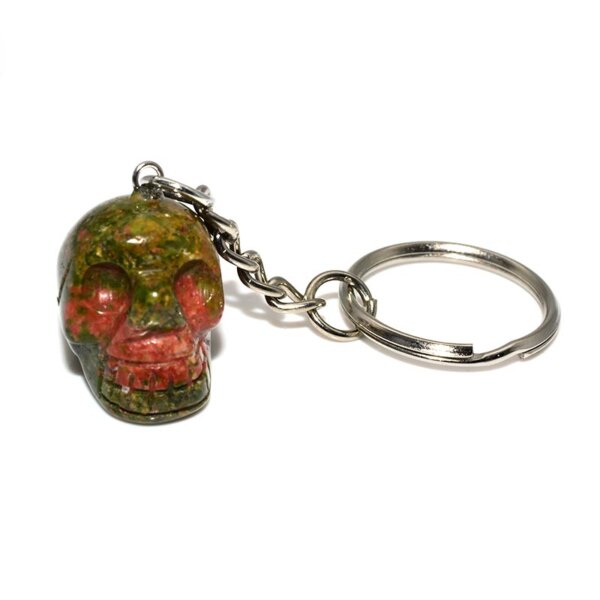 unakite Crystal Skull Keychain