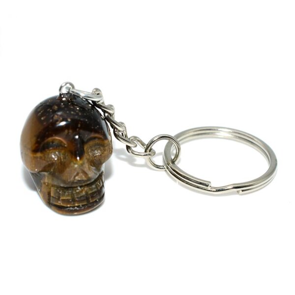 Yellow Tiger Eye Crystal Skull Keychain