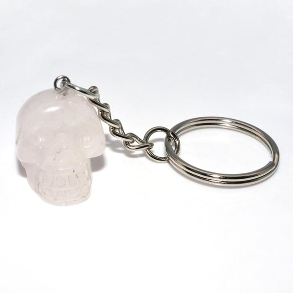 rose quartz Crystal Skull Keychain
