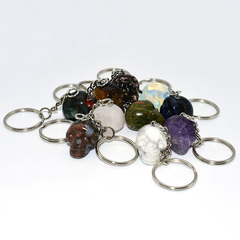 Crystal Skull Keychains – Mixed Gemstone Collection