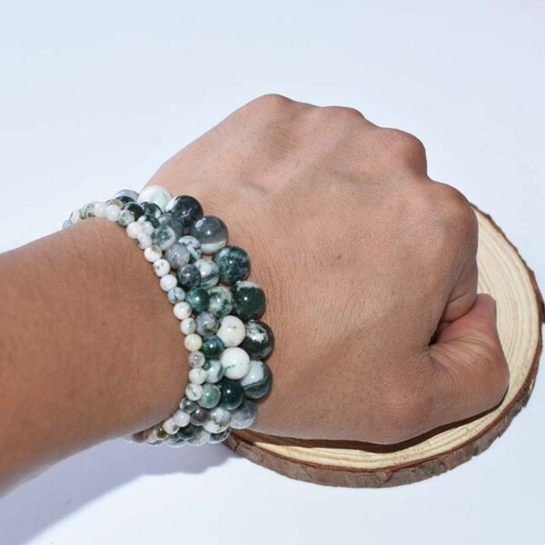 Tree Agate Bracelet worn on wrist – showing real-life fit and size